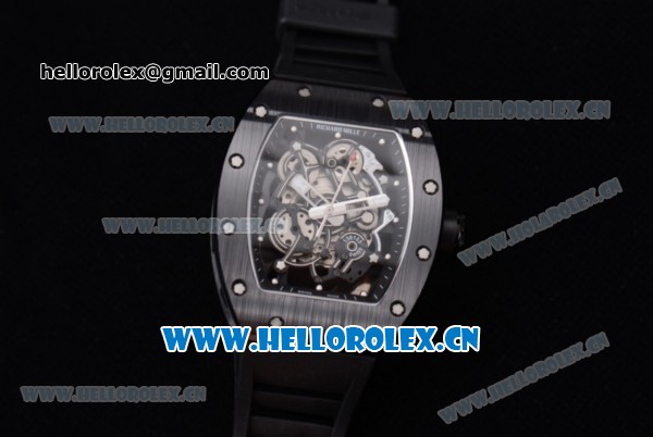 Richard Mille RM 055 Miyota 9015 Automatic PVD Case with Skeleton Dial and Black Rubber Strap Dot Markers - Click Image to Close
